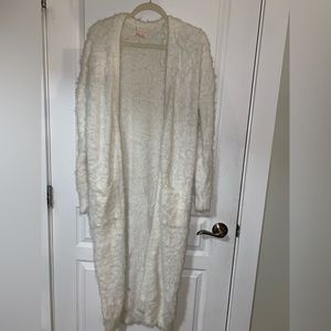 Calf length fuzzy sweater